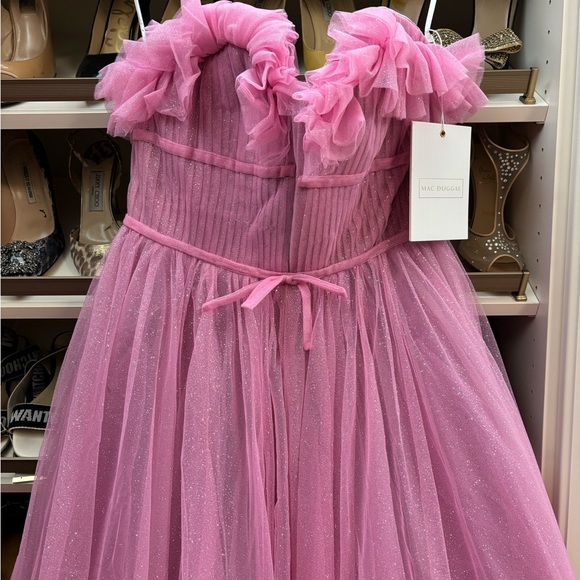 MAC DUGGAL Strapless Glitter Tulle Lilac Pink Ombré Gown NWT Size 8 - Picture 6 of 10